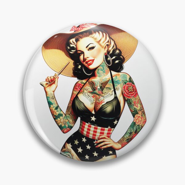 Item preview, Tattoo Swimsuit Girl designed and sold by PulpVintage.