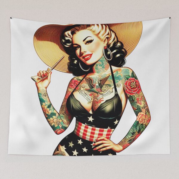 Item preview, Tattoo Swimsuit Girl designed and sold by PulpVintage.