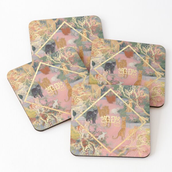 Item preview, GreenGreen Baunnie Clover Collection Grandma's Weird Cats Coaster03 designed and sold by baunnie.