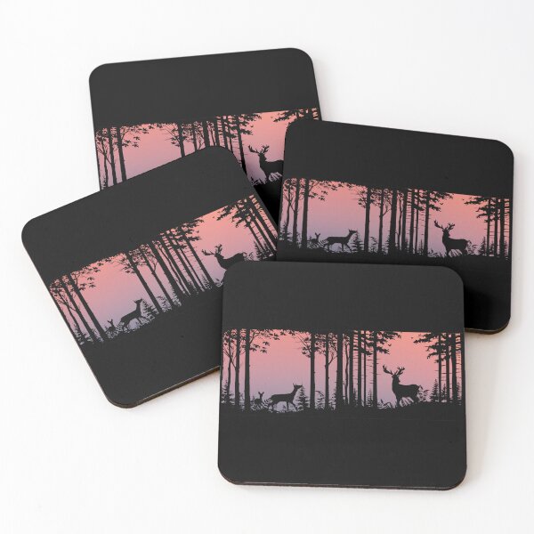 Item preview, Silhouette Of A Family Of Deer In The Woods At Dawn designed and sold by Iiswaz.
