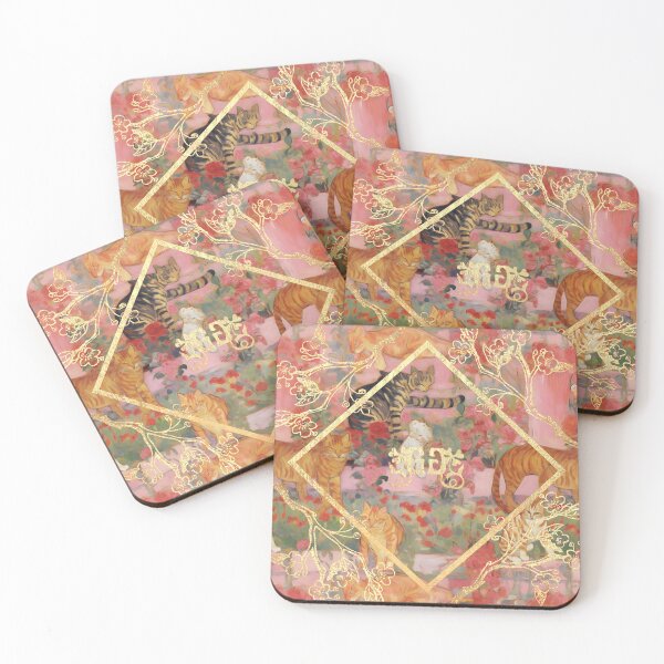 Item preview, GreenGreen Baunnie Clover Collection Grandma's Weird Cats Coaster04 designed and sold by baunnie.