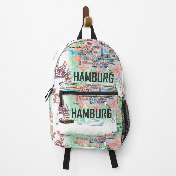 Item preview, Hamburg Germany Illustrated Travel Map with Tourist Highlights designed and sold by artshop77.