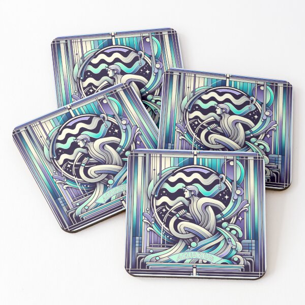 Item preview, Aquarius Art Deco retro sticker designed and sold by IndyJoe Designs.