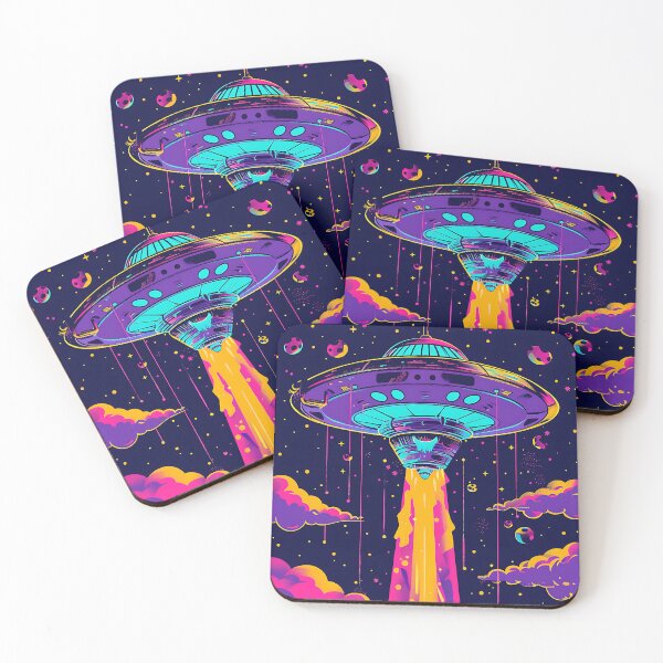 Item preview, Neon UFO Cow Abduction designed and sold by FrostyForge.