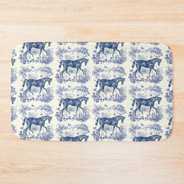 Item preview, Elegant Stylish Vintage Chic Horse Blue Floral Toile  designed and sold by tanjica.