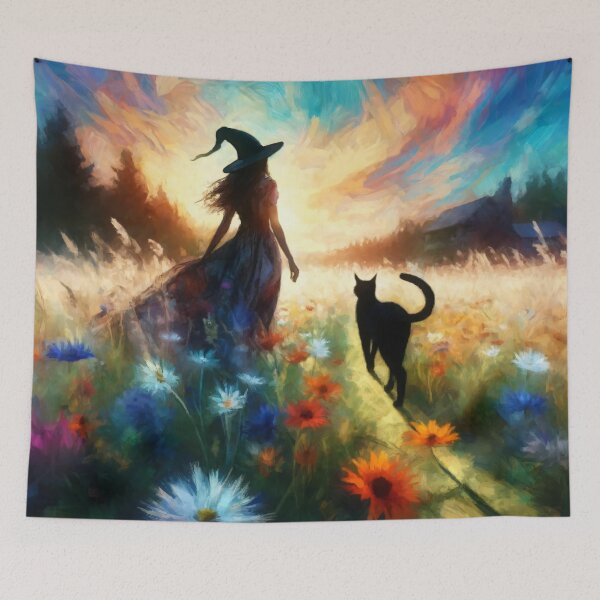 Item preview, Meadow Mischief - A Whimsical Witch's Walk designed and sold by leyfinder.