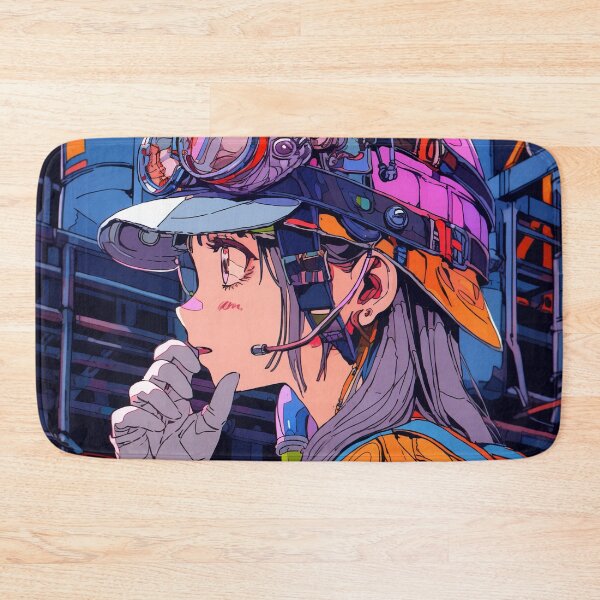 Item preview, Vibrant Contemplative Factory Safety Anime Girl designed and sold by bubblegoth.