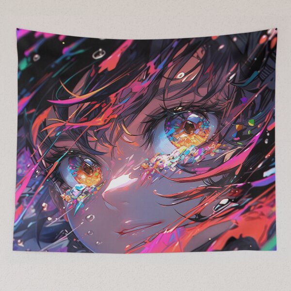 Item preview, Abstract Neon Tears Anime Girl designed and sold by bubblegoth.