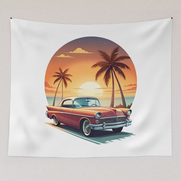 Item preview, Classic Car California Sunset Drive Retro Style designed and sold by ZeptepiTrends.