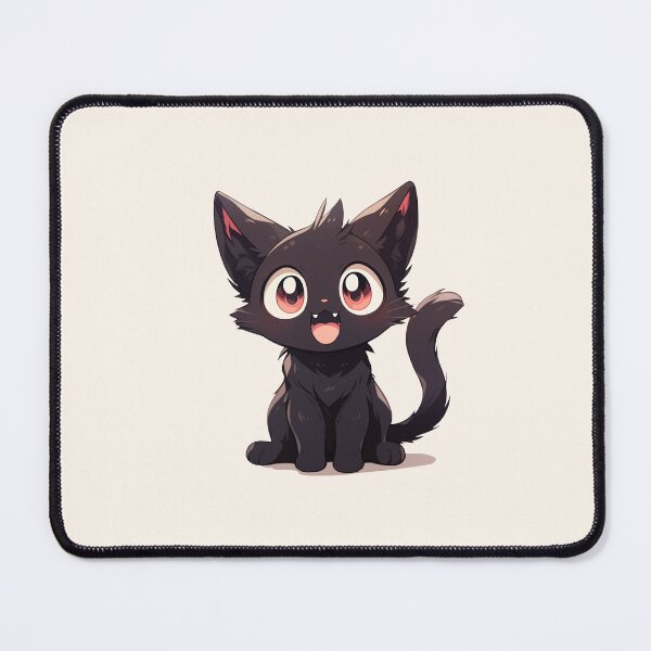 Item preview, Cute Kawaii Happy Anime Black Cat Kitty Smiling designed and sold by CozyKawaiiArt.