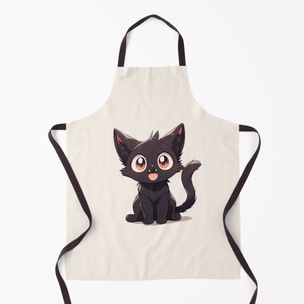 Item preview, Cute Kawaii Happy Anime Black Cat Kitty Smiling designed and sold by CozyKawaiiArt.