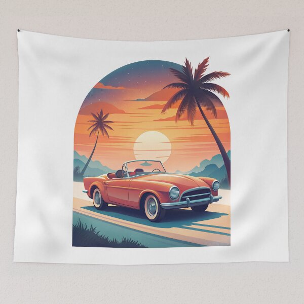 Item preview, California Sunset Classic Car Drive Retro Style designed and sold by ZeptepiTrends.