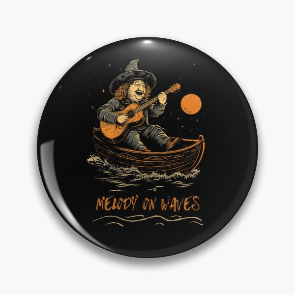 Item preview, River Song Dwarf: Cute Character in Bowler Hat with Guitar Riding Boat designed and sold by zax454.