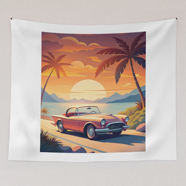 Item preview, California Sunset Classic Car Drive Retro Style designed and sold by ZeptepiTrends.