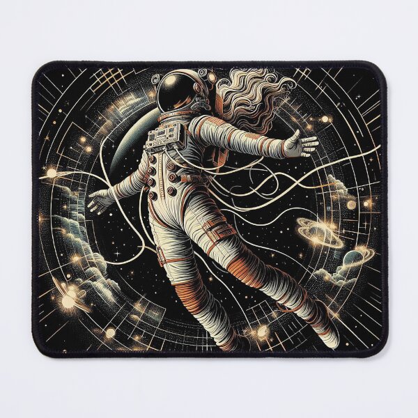 Item preview, Female Astronaut with Long Hair Floating in Space designed and sold by Hot-Proper-Tees.