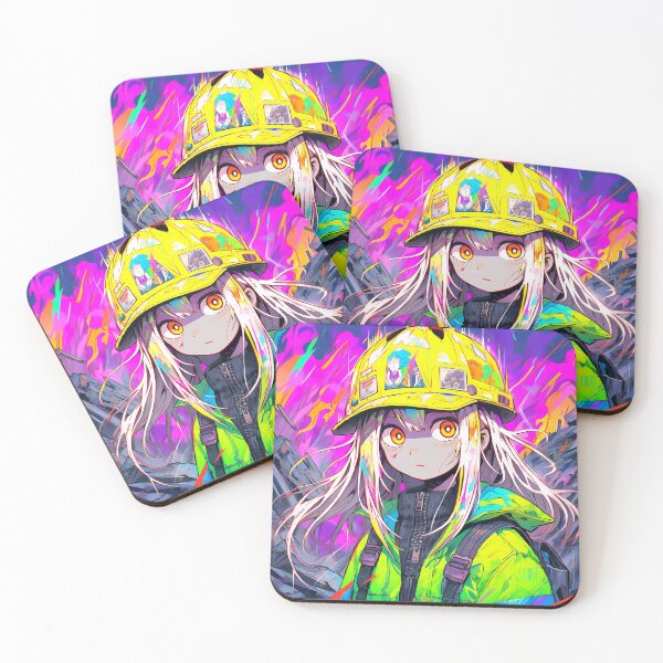 Item preview, Neon Hardhat Construction Anime Girl designed and sold by bubblegoth.