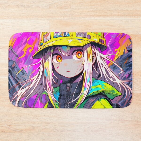 Item preview, Neon Hardhat Construction Anime Girl designed and sold by bubblegoth.