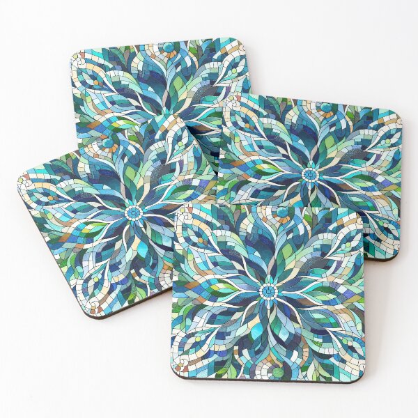 Item preview, Blue Mosaic Flower Burst designed and sold by I-I-Trading-Co.
