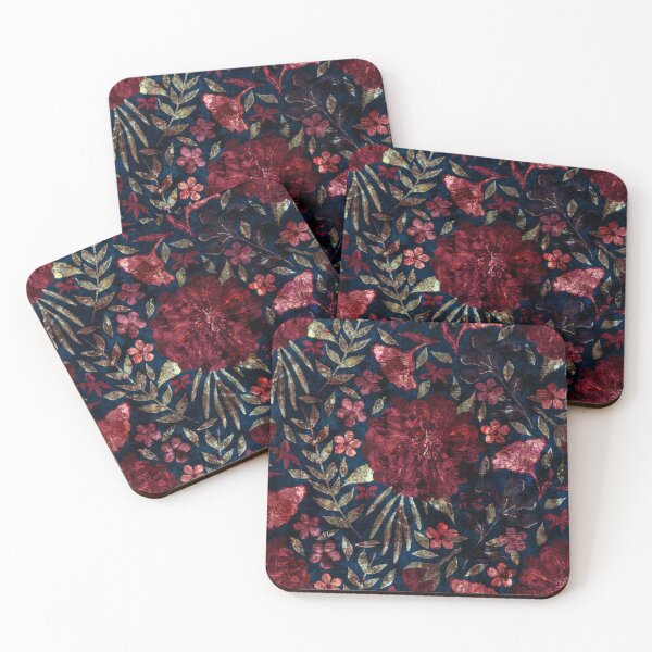 Item preview, Royle blue velvet texture blooming flowers designed and sold by Mysooni.