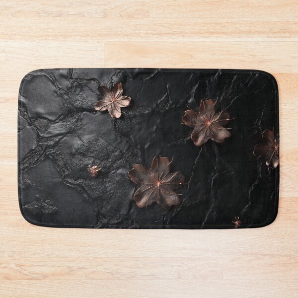 Item preview, Black leather texture and peach fuzz flowers designed and sold by Fantasyplus.
