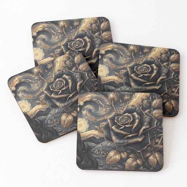 Item preview, Black Gold Rose - Fantasy in van Gogh style designed and sold by FotoworldEdel.