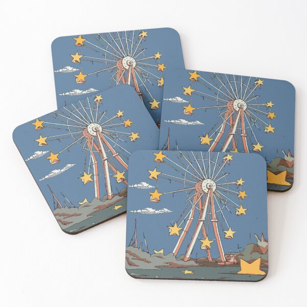 Item preview, Ferris wheel, retro, painting, illustration, photography, stickers, stars, nostalgia, clouds, vintage, aestethic designed and sold by Maria-sticker111.
