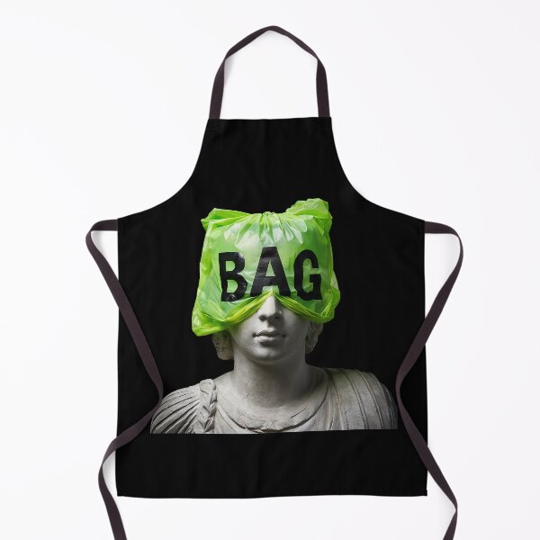Item preview, Greek Woman Head Statue Wearing A Green Trash Bag Modern Art designed and sold by MadeByRobots.