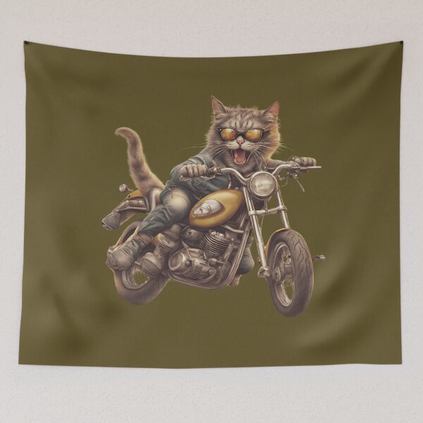 Item preview, Crazy cat on a motorcycle designed and sold by WorldByAnasa.