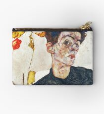 HD Self Portrait with Physalis by Egon Schiele 1914 HIGH DEFINITION Studio Pouch