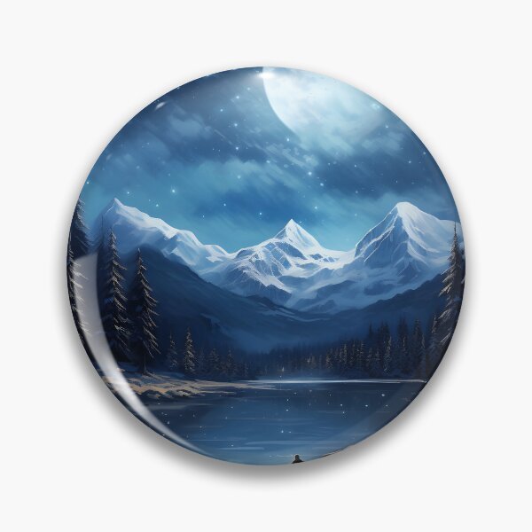 Item preview, Winter Journey: A Night Landscape with Snowy Mountains, Lake, and Trees Illuminated by the Moon designed and sold by Shirtastically.