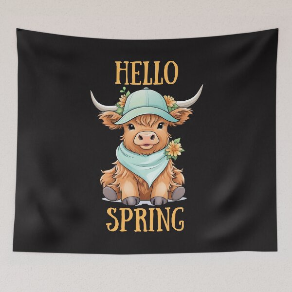 Item preview, Watercolor Baby HIghland Cow in Cap and Bandana designed and sold by AlienOccupation.