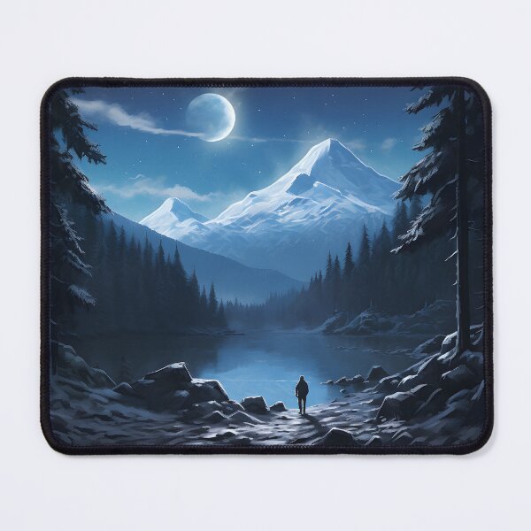 Item preview, Winter Journey: A Night Landscape with Snowy Mountains, Lake, and Trees Illuminated by the Moon designed and sold by Shirtastically.