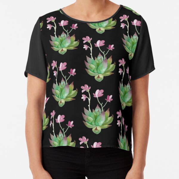 Flowering Succulent (black) Chiffon Top