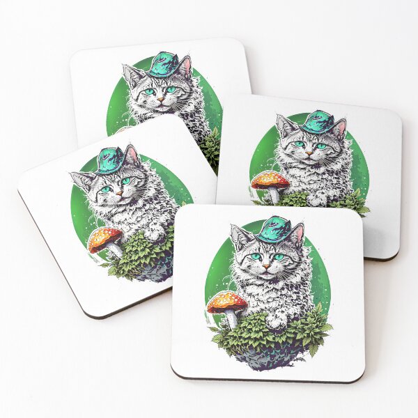 Item preview, St Patty's Kitten cat, green eyes, mushroom cap designed and sold by wojysmokes.