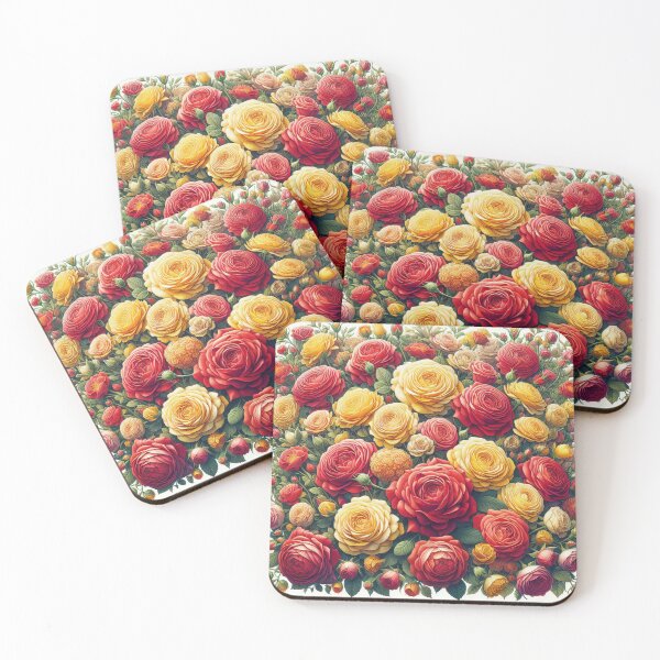 Item preview, Crimson and Gold The Radiant Rose Garden Tapestry designed and sold by ArtComixHaven.