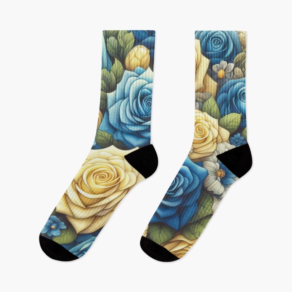 Item preview, Elegant Blooms in Blue and Gold A Botanical Delight designed and sold by ArtComixHaven.