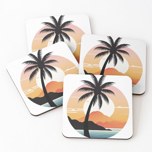 Artikelvorschau, Palmen am Strand bei Sonnenuntergang entworfen und verkauft von KAMIstyles.