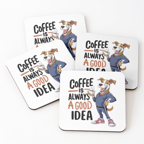 Item preview, Laughing dog drinking coffee designed and sold by KojourinArt.