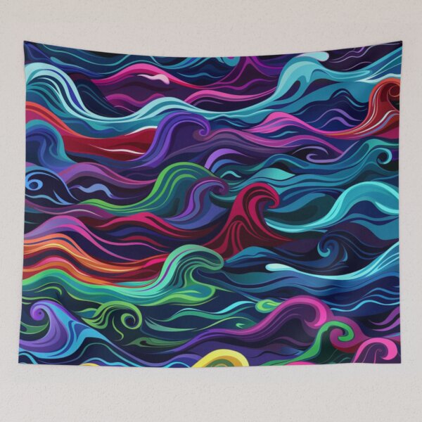 Item preview, Abstract wave pattern neon colour palette Active Outdoors Inspired Art designed and sold by CDC40.