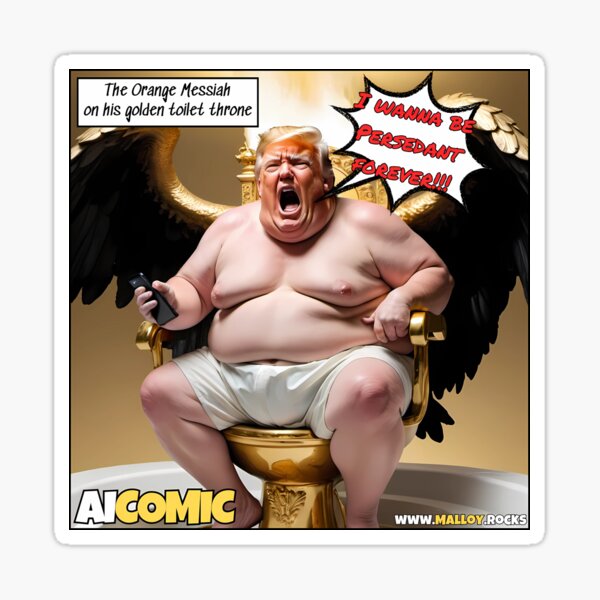 2024 Election Politics: Trump caricature as the Orange Messiah Sticker