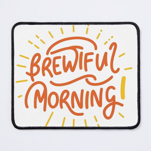 Item preview, Brewtiful Morning: Playful Font Design with Burst of Orange and Yellow Rays for Coffee Lovers designed and sold by HahaHandlesHub.