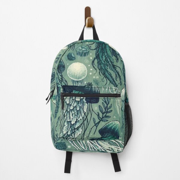 Item preview, Oceanic Dance: Jellyfish Pattern in Persian Green & Maximum Blue Green designed and sold by EcoArtShop.