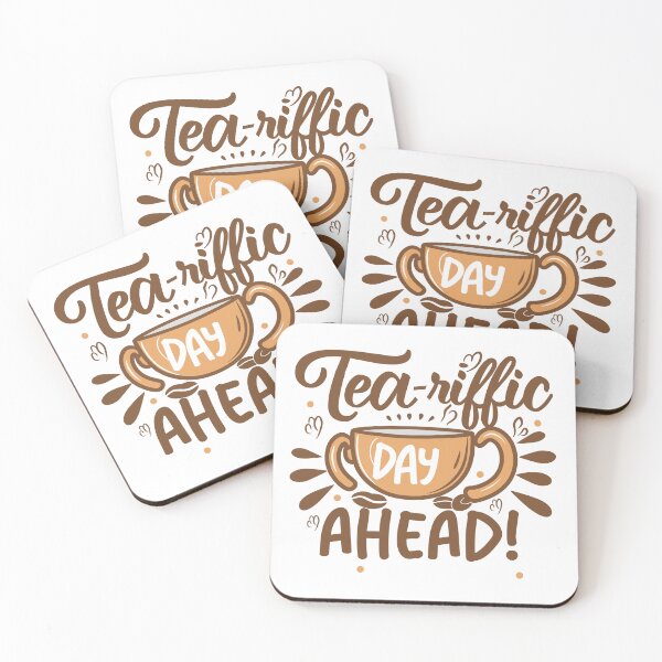Item preview, Tea-riffic Day Ahead: Dark Brown Message with Centered Orange Mug and Heart Decor designed and sold by HahaHandlesHub.