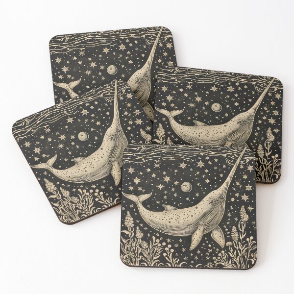 Item preview, Narwhal Block Print designed and sold by wyntera.