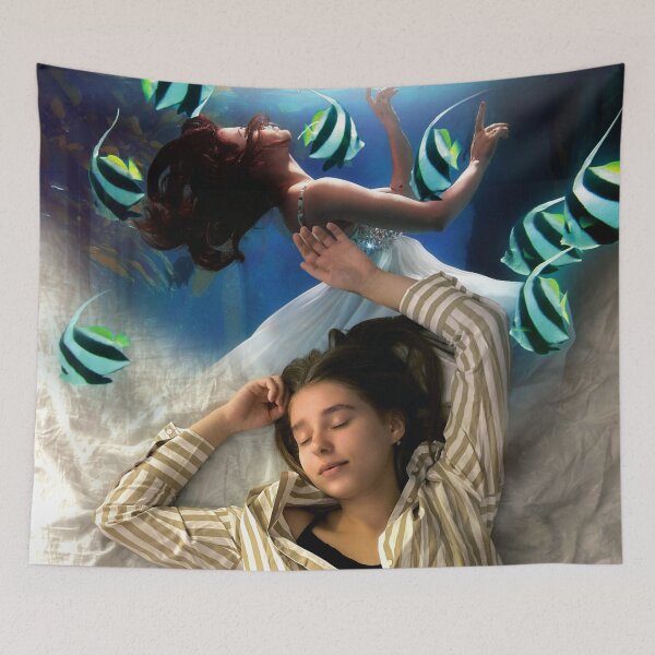 Item preview, Surreal Collage Art Print: Mind Swimming Dream - Girl Swimming in Underwater Dream designed and sold by GollyWillikers.