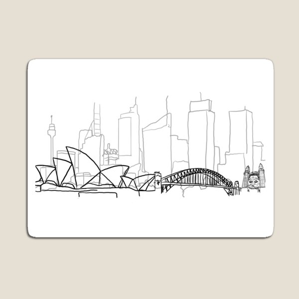 Item preview, Sydney Skyline black and white outline designed and sold by GirlWander12.