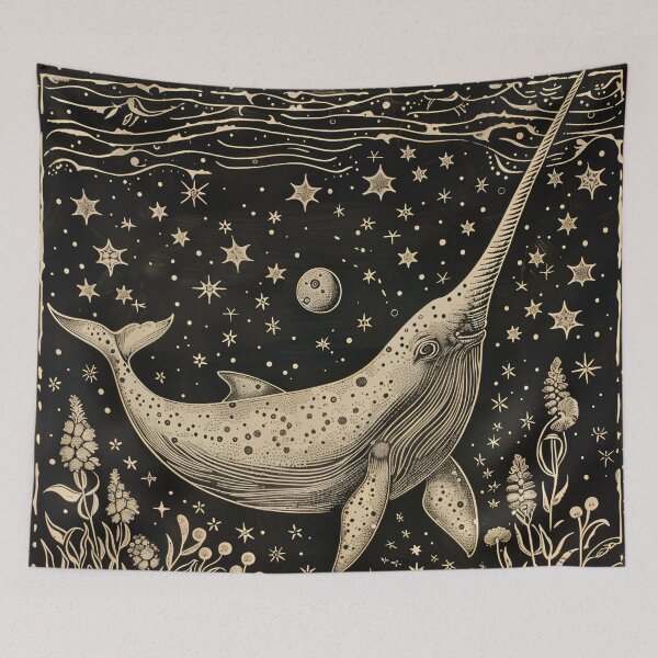 Item preview, Narwhal Block Print designed and sold by wyntera.