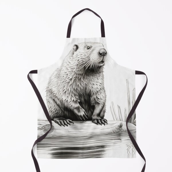 Item preview, Black and white beaver pencil drawing designed and sold by Pencil-Art.