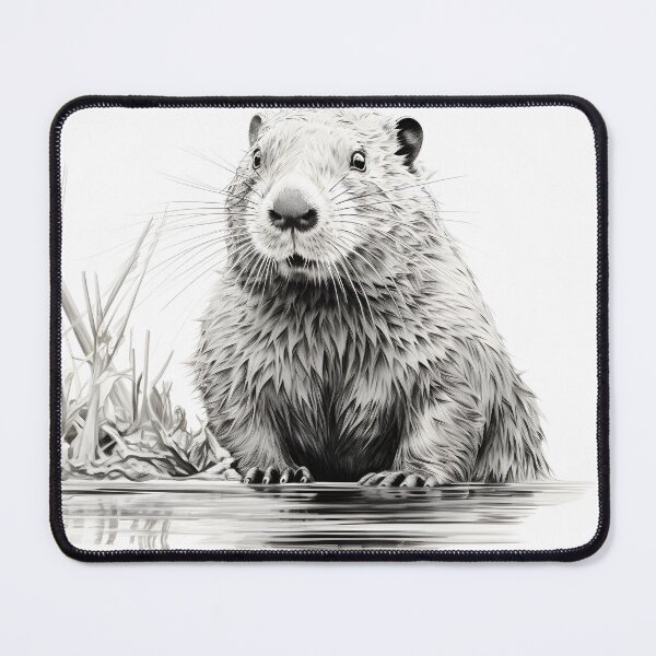 Item preview, Dibujo a lápiz de castor en blanco y negro designed and sold by Pencil-Art.