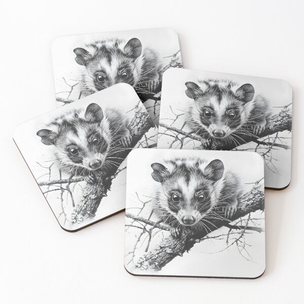 Item preview, Black and White Opossum Pencil Drawing designed and sold by Pencil-Art.
